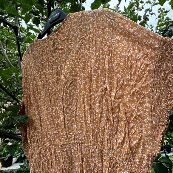 FREE PEOPLE One Fine Day Mini Dress, Milk Chocolate Combo Floral - Sz L - Picture 11 of 16